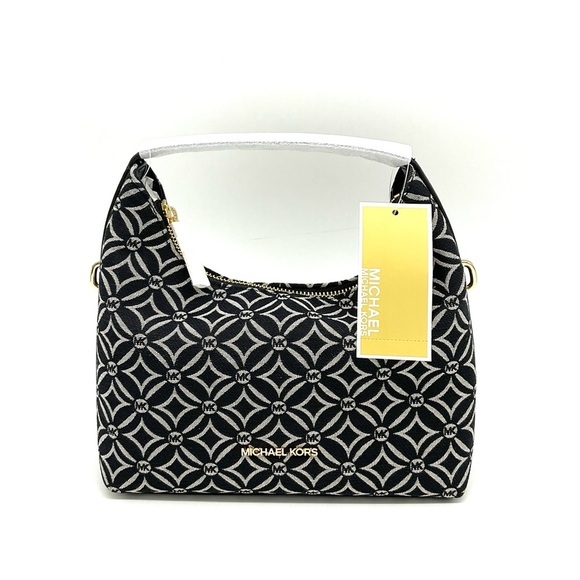 Michael Kors Handbags - Michael Kors Ember Small Logo Jacquard Messenger Bag Black